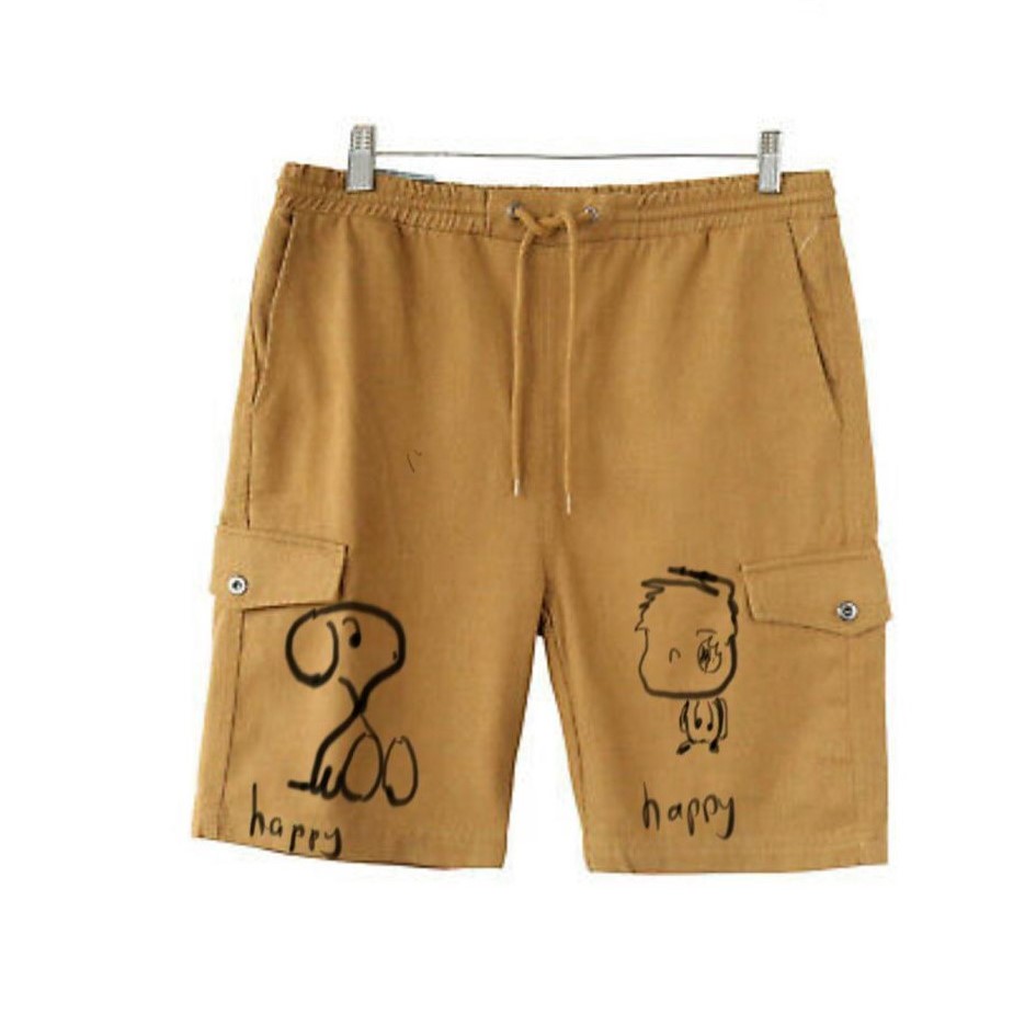 short with happy dogs design